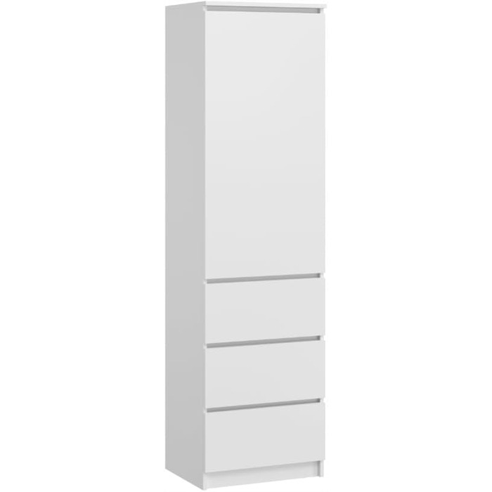 Шафа з шухлядами - Шафа з 3 шухлядами та полицями - Шафа шириною 50 см, висотою 180,5 см, глибиною 40 см - Спальня, дитяча кімната, шафа для білизни - Білий