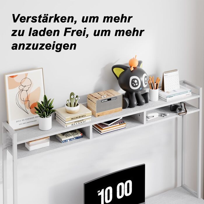 Письмовий стіл Devoko 120 x 60 x 162 см, стіл з місцем для зберігання, комп&39ютерний стіл з полицею та підставкою для монітора, ПК-стіл для домашнього офісу, білий 120 x 60 см