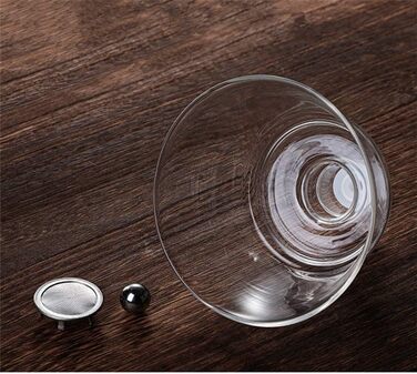 Набір для чаювання RORA скляний чайник з автоматичним обертанням, дерев'яний корпус та 6 чашок (чайник без чашок у комплекті)