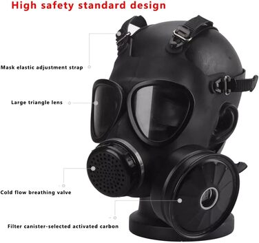 Комплект шоломів-протигазів, шолом з ABS-пластику, протигаз може фільтрувати шкідливі гази та забезпечує кращий захист під час тактичних ігор, чорний