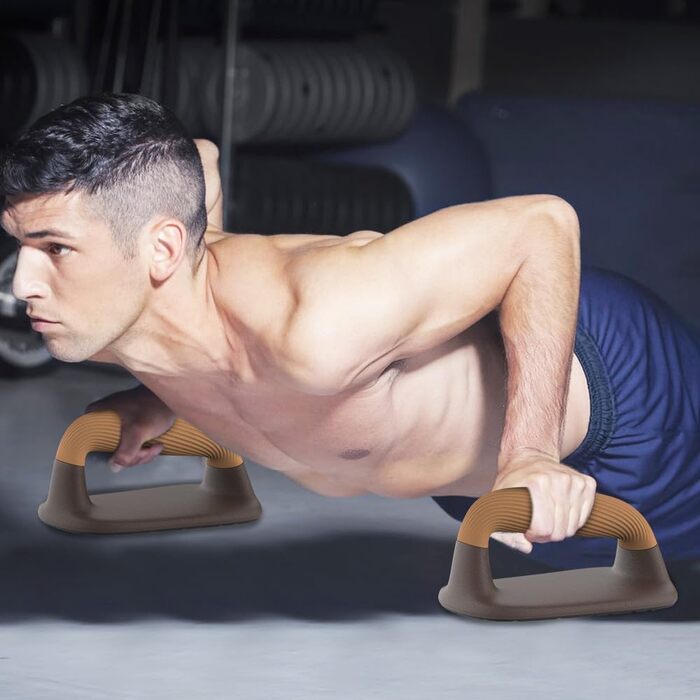 Ручки для віджимань для калістеніки - нековзні паралети, ручки для стійки на руках, міцні перекладини для віджимань, дошка для віджимань на підлозі, стійка на руках, силові тренування, вантажопідйомність 226 кг, коричневий колір стандартна опорна плита