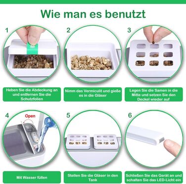 Гідропонні системи культивування зі світлодіодною лампою для рослин - автоматичний таймер для проростання - сигналізація нестачі води, вирощуйте власні ароматичні трави вдома (білий)