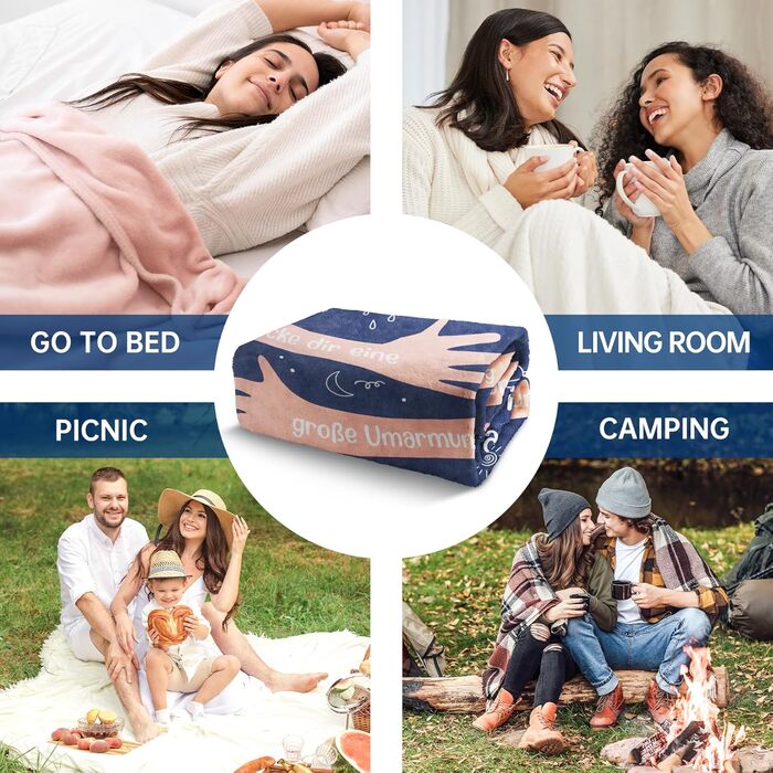 Подарунки Craftique &quotОдужуй швидше&quot для жінок та чоловіків, велика ковдра для обіймів, подарунки для підняття настрою, подарунки для комфорту, подарунок для підбадьорення дівчини, подарунок для співчуття 153x127 см (темно-синій)