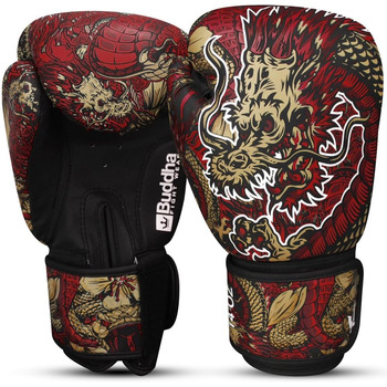 Боксерські рукавички BUDDHA FIGHT WEAR Dragon, призначені для тренувань та спарингів з муай-тай, кікбоксингу та фітнесу - чоловічі та жіночі - різні кольори - 300 г, 300 г, 350 г, 350 г, 360 г червоні, 350 г