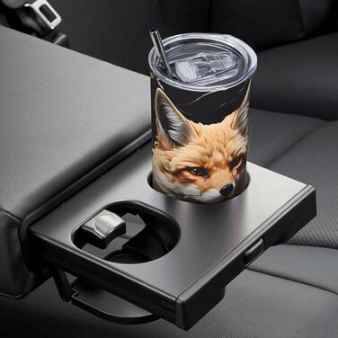 Кухоль з прямою трубочкою, принтом лисиці та квітів, дорожній кухоль, підходить для кемпінгу, офісу та дому, 590 мл