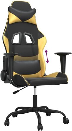 Ігрове крісло, чорно-золота штучна шкіра, офісне крісло, ігрове крісло, обертове крісло, письмове крісло - 3143643