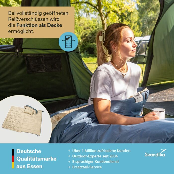 Спальний мішок Skandika Oppdal Спальний мішок-ковдра для дорослих, 3 сезони, компактний, легкий, прямокутний До 7C, 230 90 см Для активного відпочинку на природі, кемпінгу, походів, синього кольору 190 x 90 см