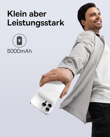 Магнітний бездротовий Powerbank, 5000mAh Mini Powerbank з USB-C, PD 20w Fast Charging Magsafe Battery, Зовнішній акумулятор для iP