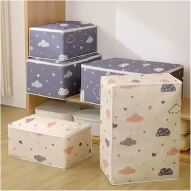 Сумка для зберігання одягу, ковдри, светрів, складних, органайзерів, зимових шаф з мультяшним принтом (темно-синій, 55 35 25) Темно-синій 55 35 25, 2 шт.