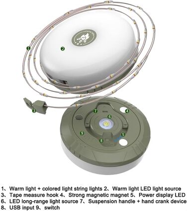 Світлодіодний кемпінговий ліхтар SPORTARC з 10 м світлодіодними гірляндами, портативний кемпінговий ліхтар 2-в-1 з USB-акумулятором, USB-гірлянди для кемпінгу, портативні кемпінгові ліхтарі