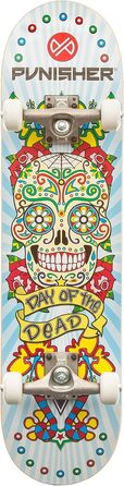 Скейтборд Punisher Day of The Dead 80 см з подвійним ударом і увігнутим скейтом в комплекті, білий