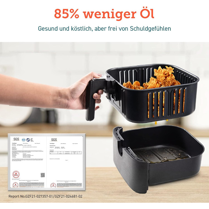 Фритюрниця та мультиварка COSORI 3,5 л, 13 програм, 1500 Вт, фритюрниця XL для 1-3 осіб, буклет з 100 німецькими рецептами, цифров