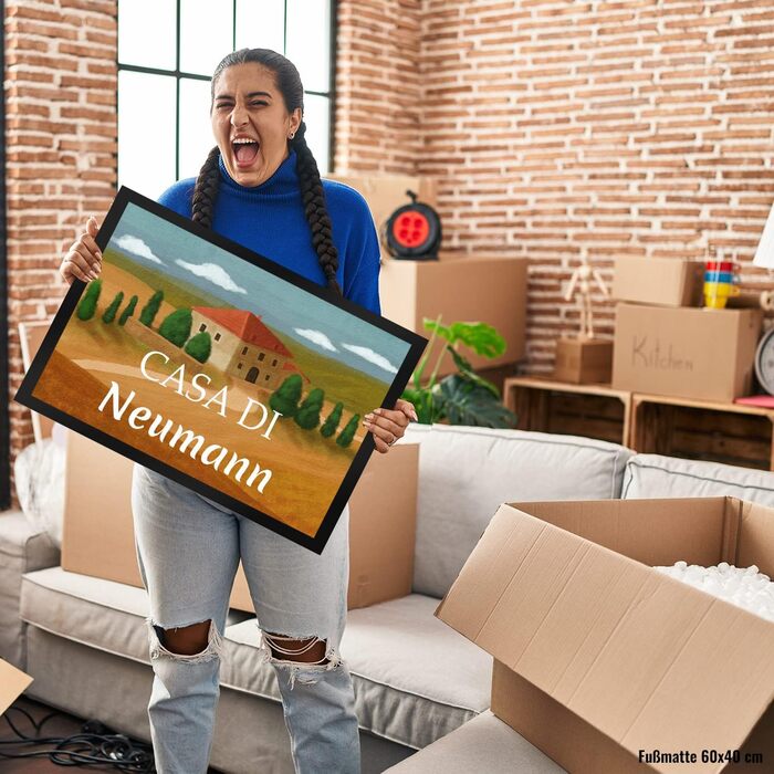 Килимок для дверей Casa Di Toskana - персоналізований з вашим прізвищем - для будинків відпочинку в Італії, літніх канікул, літнього декору, італійської атмосфери, Флоренції, Сієни, подорожей, Європи, лавандових полів