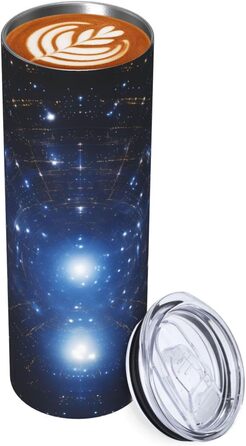 Кухоль з прямою трубочкою, дизайн із зоряним небом, дорожній кухоль, підходить для кемпінгу, офісу та дому, 590 мл