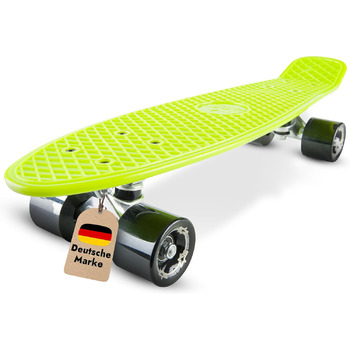 Скейтборд BIKESTAR Vintage Retro Cruiser 60 мм - круїзерний скейтборд для дітей та дорослих, початківці від 6-8 років, ретро дизайн Gecko Green Devilish Black