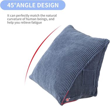 Трикутна подушка Irishom, зручна подушка для читання з кишенею на блискавці, трикутна клиноподібна подушка, невелика подушка для підтримки спини, подушка для офісу, дому, ліжка, дивана, 14,17 * 7,87 * 15,74 дюйма, кава