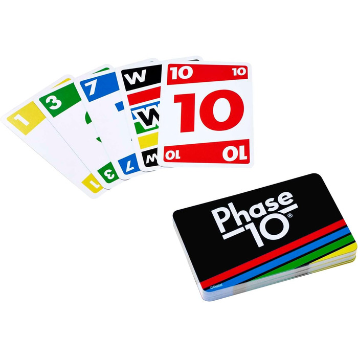 Карткова гра для сім'ї Mattel Games Phase 10, німецька версія, від виробників UNO, схожа на руммі, ідеально підходить як дитяча гр