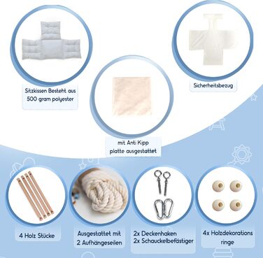 Дитячі гойдалки кімнатні з дерева граба з анкерними та кріпильними матеріалами для стелі, дитячі гойдалки садові, вантажопідйомніс