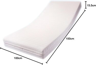 Зонний ортопедичний матрац з холодної піни (100x200) x серцевина приблизно 15,5 см зі стьобаним чохлом подвійного в&39язання, товщиною приблизно 16 см. Жорсткість H2,5 (до приблизно 110 кг). Q означає якість. Зроблено в Німеччині. 100 x 200 см, 9-