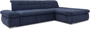 Колекція Moric кутовий диван, L-подібний диван, кутовий диван, L-подібний диван 300 x 172 x 80 см (Ш x Г x В), темно-синій, правий шезлонг, темно-синій