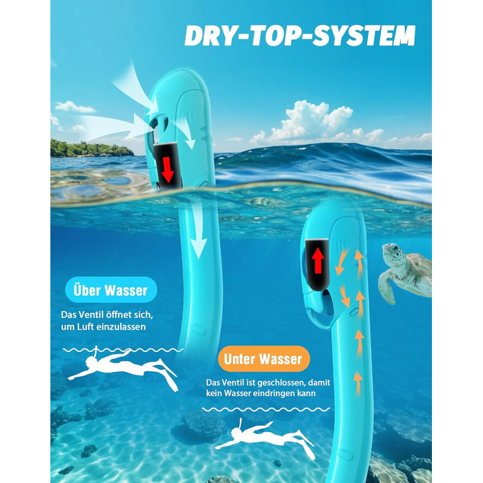 Набір для дорослого підводного плавання, покращена маска для дайвінгу та трубка, набір масок для підводного плавання із сухим верхом, професійне спорядження для дорослого підводного плавання, плавання, дайвінгу та підводного плавання з аквалангом (прозори