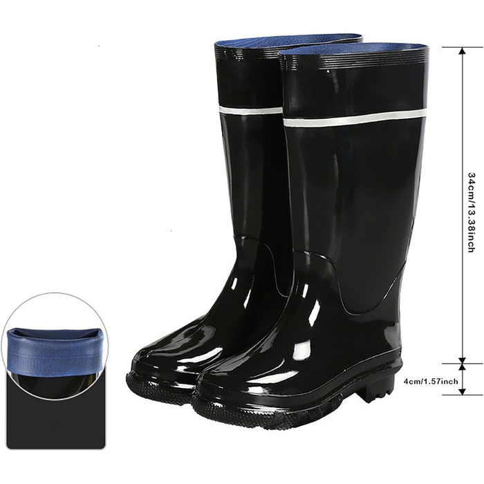 Чоловічі гумові чоботи середньої висоти, ПВХ, водонепроникні, складні, міцні, нековзні, гумові, брудозахисні дощовики для садівництва, роботи у дворі, активного відпочинку на свіжому повітрі, розмір 41 1/3 EU