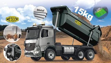 Модель самоскида Mercedes-Benz Arocs Meiller Metal 120 2,4GHz Підйомний механізм 15 кг, металеві шестерні, металевий кузов, повний привід (4WD), підвіска, гумові шини, LED освітлення / сигнальні вогні