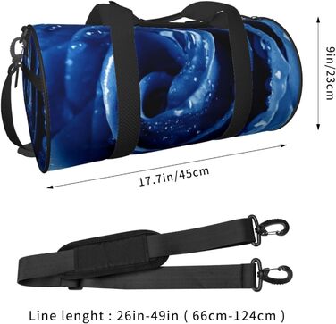 Спортивна сумка, дорожня сумка, красива блакитна троянда, ілюстративний принт, сумка для подорожей на ніч, чорна, універсальний розмір, сумка для подорожей