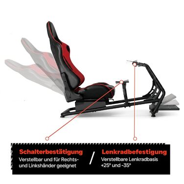 Симулятор кокпіта гоночного сидіння - повністю регульований - без кріплення для монітора