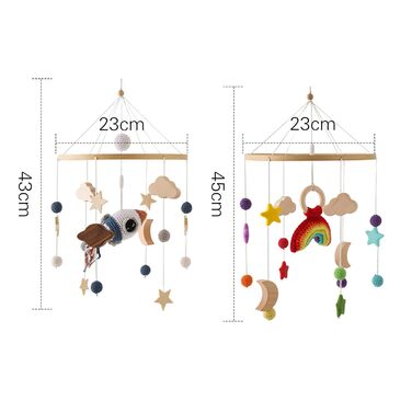 Мобільне дитяче ліжечко Baby Woods Rainbow Mobile Baby Wind Chime з фетровими кульками, хмарою та зіркою Мобільний дитячий кулон для ліжечка (веселка)