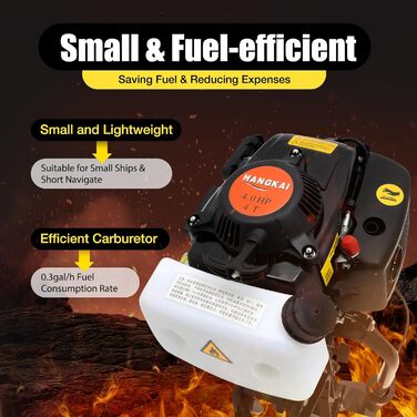 Тактний підвісний мотор 4 к.с. - бензиновий підвісний мотор об&39ємом 55 куб.см, потужністю 2,9 кВт, з системою CDI, системою повітряного охолодження та паливним баком об&39ємом 1,4 л для каяків, каное та шлюпок (4-тактний, 4 к.с.), 4-