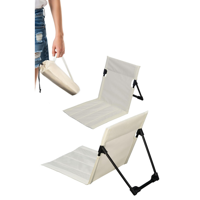 Пляжний набір Menz, 2 шт. пляжний килимок зі спинкою, портативний підлоговий стілець, легкий складний пляжний шезлонг, складний пляжний килимок із сумкою, для кемпінгу та пікніків, бежевий