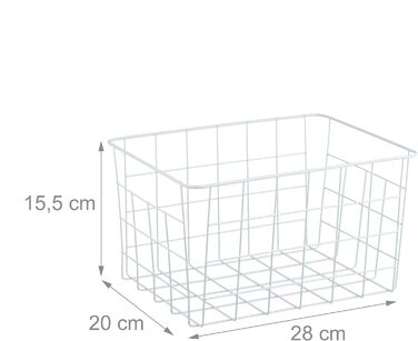 Набір із 3 дротяних кошиків Relaxdays, прямокутний, сітчастий кошик для зберігання, ВШХ 15,5 x 28 x 20 см, декоративний металевий кошик, білий