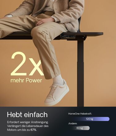 Робочий стіл з електричним регулюванням висоти 160x80 см - Стабільний робочий стіл з електричним регулюванням висоти з сенсорним е