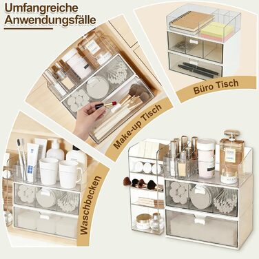 Елементний органайзер для косметики, акриловий міні-органайзер для ванної кімнати з висувними ящиками, багатофункціональний органайзер для туалетного столика для спальні, столу, ванної кімнати, 4-