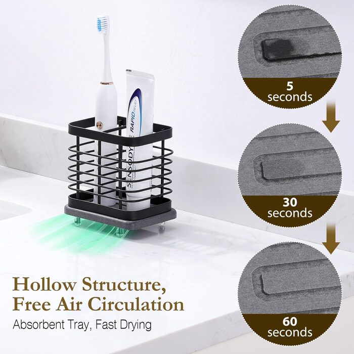 Настінний тримач зубної щітки Shinowa для ванної кімнати, тримач зубної пасти для електричної зубної щітки з нержавіючої сталі з лотком для швидкого висихання, 2 клейовими прорізами та настільним приладдям для ванної кімнати Органайзер для душу