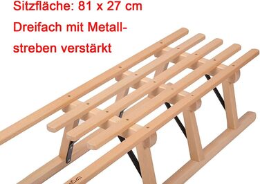 Дерев'яні санки 110 см санки для снігу спинка санок тягнеться мотузкою спинка (стандартні санки 110 см зі спинкою сидіння)