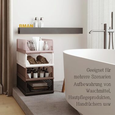 Органайзер для гардеробу, що штабелюється, складний органайзер для шафи, висувний багатофункціональний ящик для зберігання, висувні ящики для зберігання у ванній кімнаті, спальня - коричневий Rzwj02-baun, 4 шт.