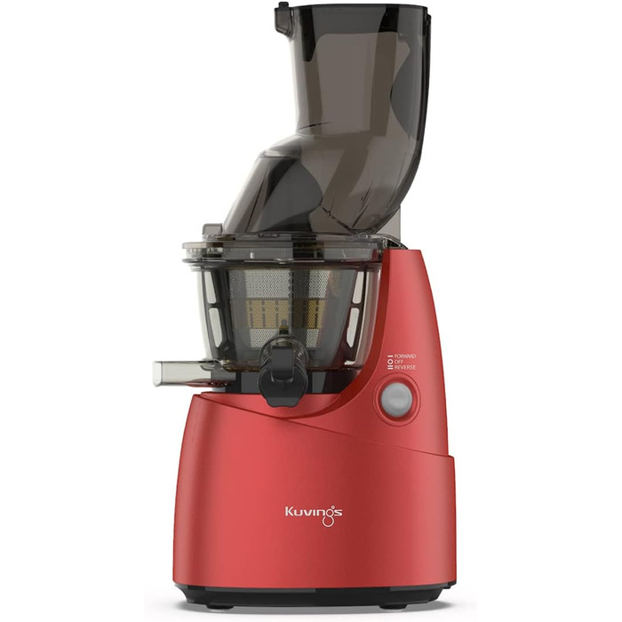 Повільна соковижималка Kuvings B8200 багатофункціональна соковижималка для фруктів та овочів, смузі, сорбетів з двигуном 240 Вт та жолобом подачі 82 мм (матовий темно-червоний)