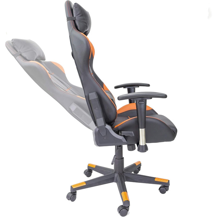 Преміальне гоночне крісло XL, офісне крісло, ігрове крісло XL, крісло керівника, обертове крісло Fire - Робоче крісло з поперековою опорою - Ігрове крісло - Витримує до 150 кг - Штучна шкіра - Чорний/Помаранчевий Fire (Помаранчевий)