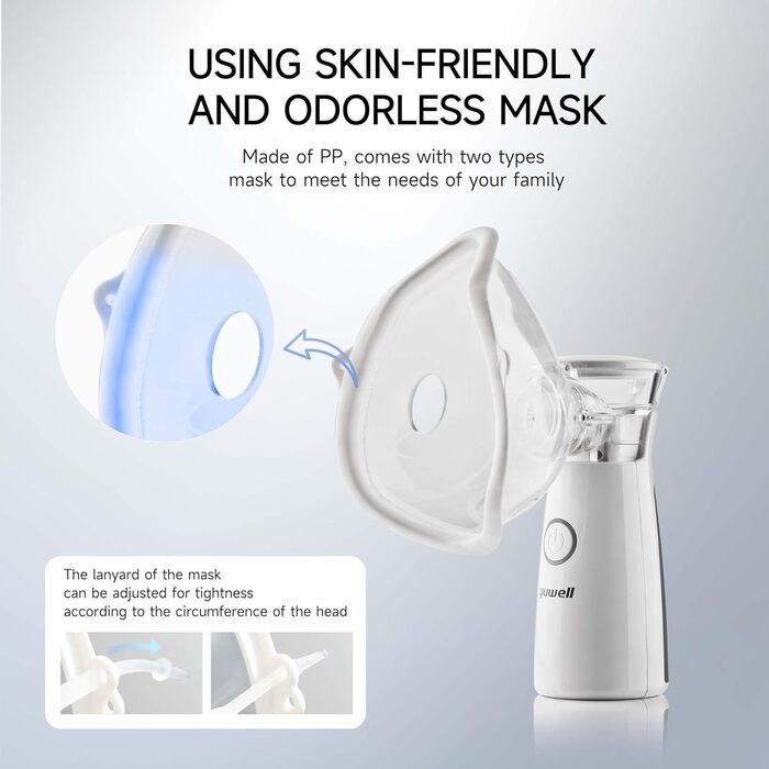 Інгалятор для дітей та дорослих, портативний, легкий та ефективний інгалятор-небулайзер Ідеально підходить для подорожей та вдома, виробляє ультрадисперсні частинки (бежевий)