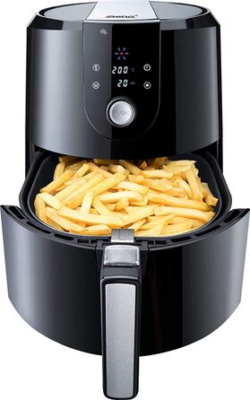 Аерофритюрниця Steba HF 5000 XL, 5.2 л, антипригарне покриття, функція підігріву, 7 автопрограм, 1800 Вт, чорна