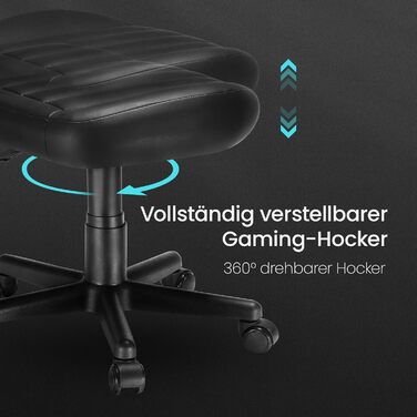 Ергономічний стілець EUREKA з регульованою висотою та коліщатками, офісний стілець для м&39якого комфорту, нековзна основа, поворотний стілець на 360, висота сидіння 43-51 см (чорний)