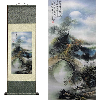 Шовковий живопис Азіатський настінний декор Водоспад Річка Пейзажний живопис - вода Сільський красивий китайський художній настінн