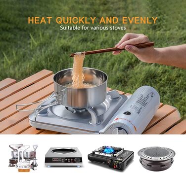 Набір посуду Lixada для кемпінгу, 4 предмети, нержавіюча сталь, компактний складаний посуд для пікніка, приготування їжі в походах та кемпінгу