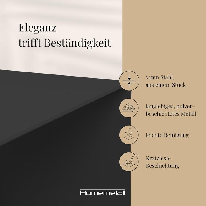 Металевий журнальний столик C-подібної форми - чорне порошкове покриття - сучасний журнальний столик для дивана, софи, крісла або як тумбочка біля ліжка - висота 48 см, чорний колір 48 см