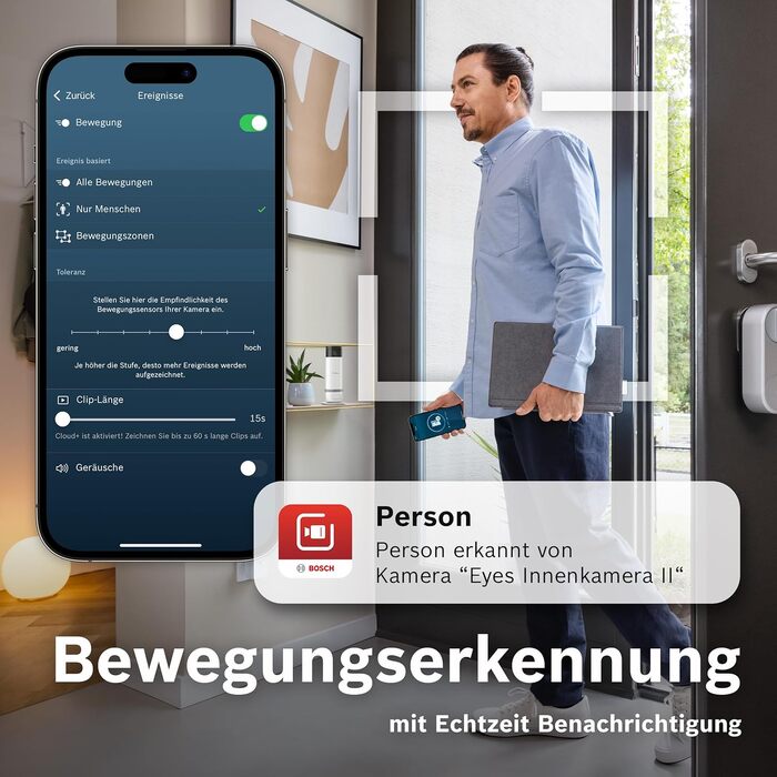 Внутрішня камера Bosch Smart Home Eyes II, внутрішня камера безпеки 1080p WiFi, сумісна з Storeo Alexa, лише рух