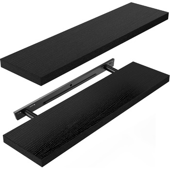 Настінна полиця STOREMIC, чорна, 60 см, комплект із 2 настінних полиць, плаваюча полиця з максимальним навантаженням 20 кг, рівна оброблена поверхня, підходить для робочих місць, офісів та віталень