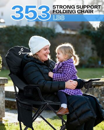 Складане кемпінгове крісло Sportneer Складане кемпінгове крісло до 160 кг, 3 регульовані кути нахилу, кемпінгове крісло/рибальське крісло зі спинкою, підголівником та сумкою для перенесення, складне кемпінгове крісло/вуличне крісло, , чорний