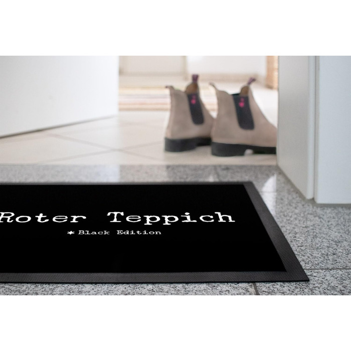 Килимок для дверей MoonWorks із кумедним написом, червоний килим, чорний варіант, нековзний та миється, білий, 60x40 см